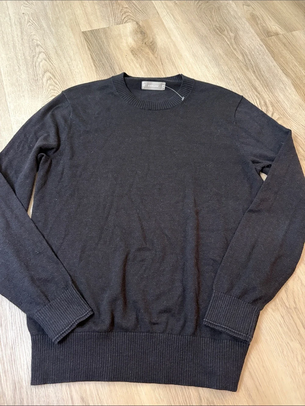 NWOT Everlane Mens No-Sweat Cotton Crewneck Sweater Black Medium preppy comfy